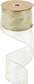 MEEDEE Glitter Gold Wired Ribbon 2.5 Inch Horizontal Stripes Polka Dot by MEEDEE
