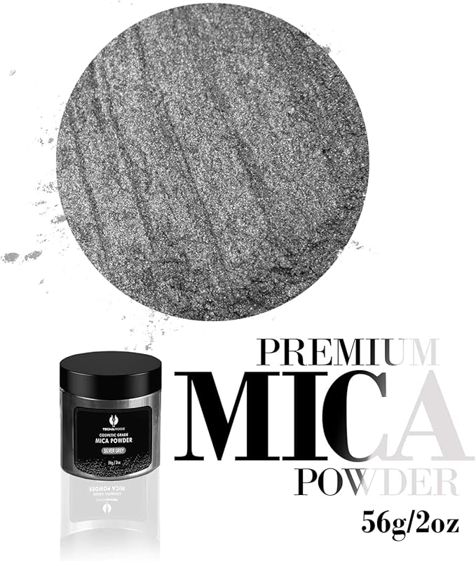 Silver Grey Mica Powder for Epoxy Resin 56g / 2oz. Jar - Image 2