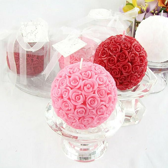 Large Rose Ball Candle Mold 3D Rose Flower Silicone Soap Mold - Image 4