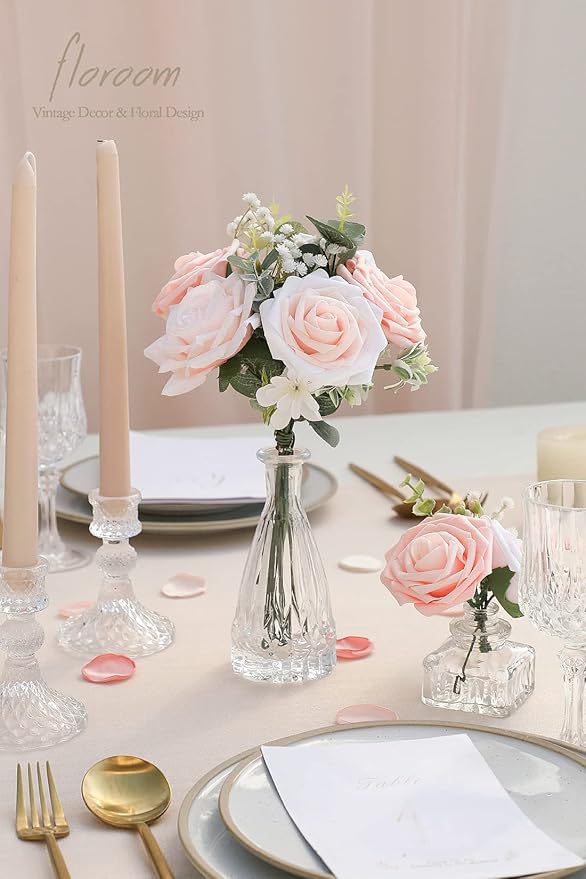 Floroom Artificial Flowers 50pcs Real Looking Blush Shades Foam Fake Roses - Image 2