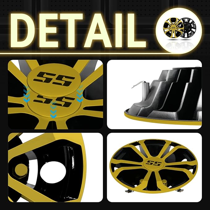 Golf Cart SS Wheel Covers Hub Caps for EZGO Club Car Yamaha, 8 inch Golf Cart Hub Caps, Set of 4 Wheel Covers