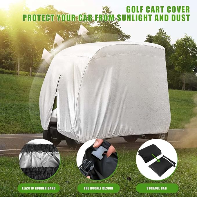 KISEER 4 Passenger 420D Waterproof Golf Cart Cover fits EZ GO Club Car Yamaha, Sunproof Dustproof