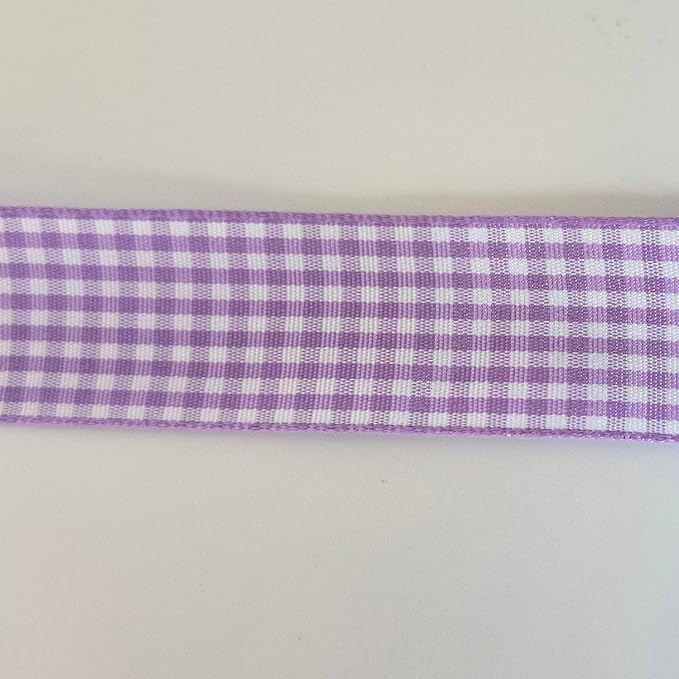 Purple and White Woven Edge Plaid Ribbon 100% Polyester Gingham Ribbon 25 Yards - Image 9