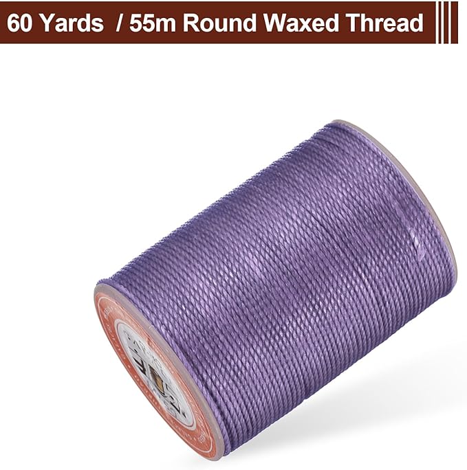 uxcell Round Leather Sewing Waxed Thread, 55m / 60 Yards Wax Polyester String - Image 3