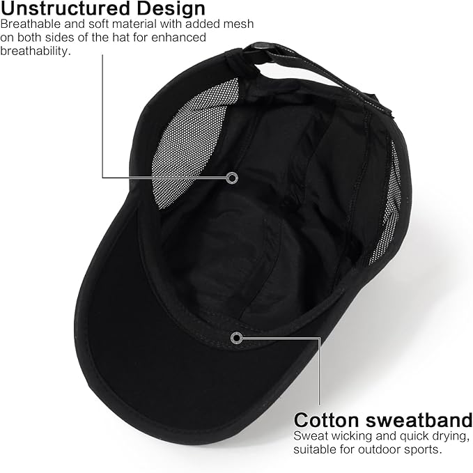 HH HOFNEN Quick Dry Baseball Cap Unstructured Running Cap Water-Resistant UPF 50+ Mesh Golf Sun Hats for Men Women