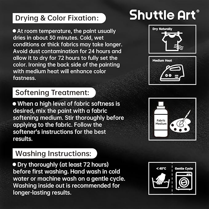 Shuttle Art White Fabric Paint, 33.8 oz Large Bottle - Image 8
