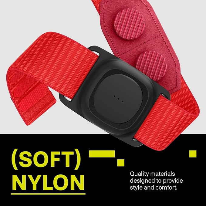 MAG-iT Magnetic Golf Range Finder Strap with Built-in GPS Tracker – GPS Tracker Holder Compatible with Find My App – Magnetic Mount for Golf Cart - Neon Red