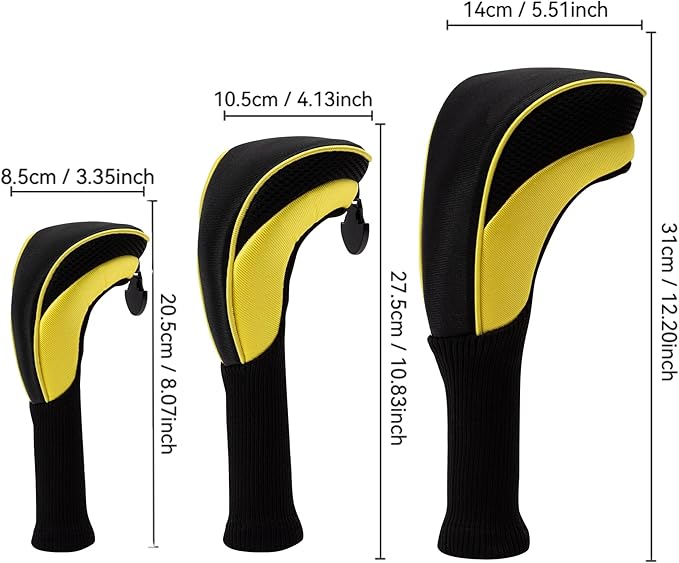 Golf Club Head Covers for Woods 3/4/5/6 Pieces Long Neck Mesh Sports Golf Club Headcovers Set with Interchangeable No. Tags 3 4 5 6 7 X Golf Accessories for Men Women