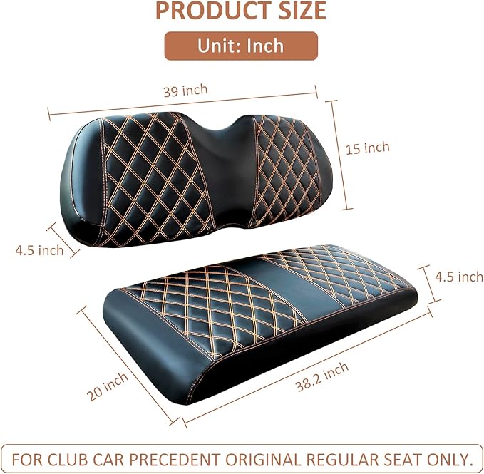 Golf Cart Diamond Seat Covers Kit, Fit for Club Car Precedent OEM Standard Front Seat Cushion, Golf Cart Vinyl Seat Cover, No Nails Required