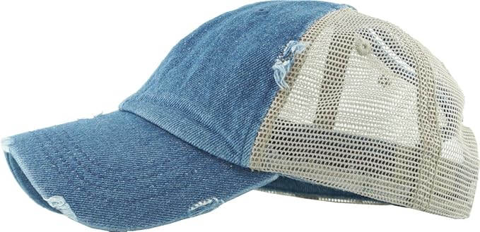 Classic Plain Ponytail Messy High Bun Headwear Adjustable Cotton Trucker Mesh Glitter Hat Baseball Cap