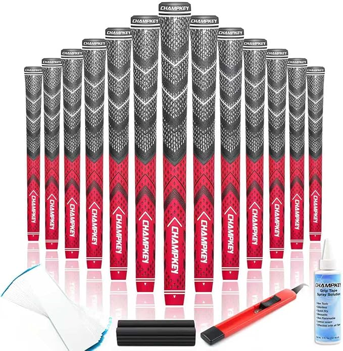 CHAMPKEY Golf Grips 13 Pack | Come with Solvent,15 Tapes,Vise Clamp and Hook Blade | All Weather Control and High Feedback Golf Club Grips