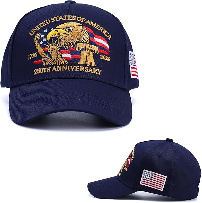 250th Anniversary Patriotic Baseball Cap (1776-2026) Embroidered USA Hat, Adjustable Unisex Bicentennial Gift