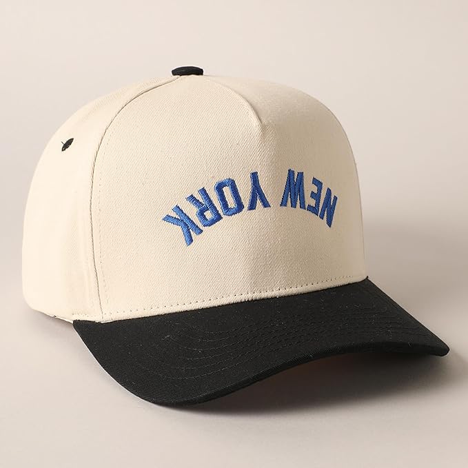 MIRMARU Two-Tone Vintage Canvas Trucker Hats for Men & Women, Adjustable Size Baseball Caps with Trendy Embroidered Design