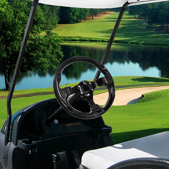 Golf Cart Steering Wheel, Skid Steering Wheel, Universal Golf Cart for Club Car EZGO RXV and TXT, Yamaha, Precedent Tempo, DS