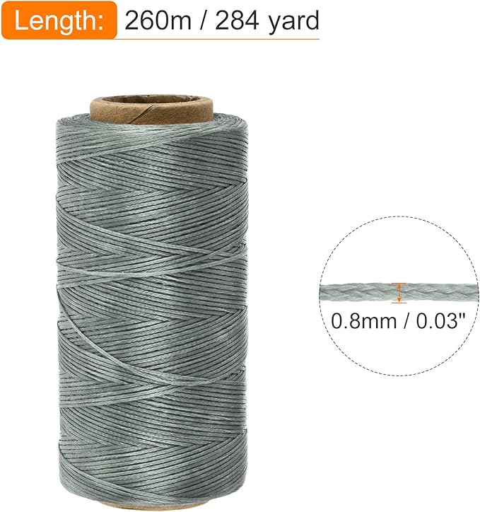 MECCANIXITY Waxed Thread, 284 Yard 0.8mm 150D Flat Wax Thread Polyester Waxed - Image 2