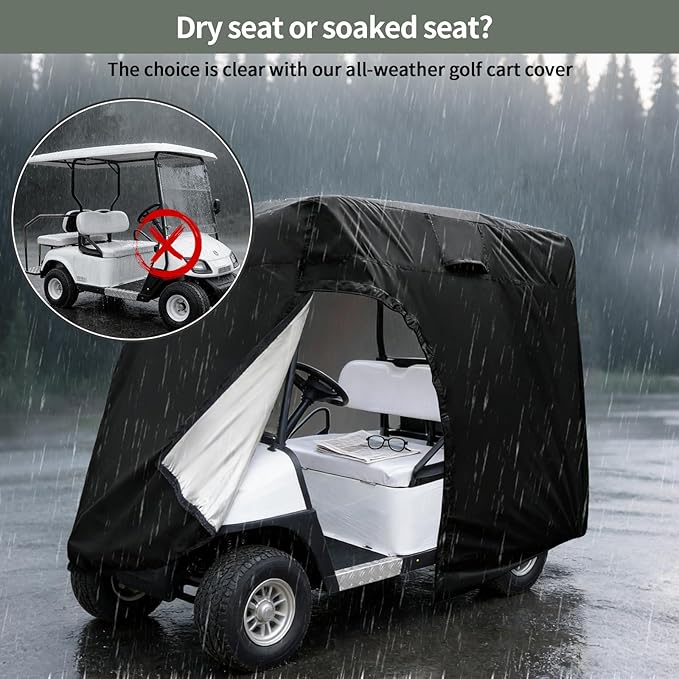 Golf Cart Cover 2/4/6 Passenger, All-Weather Protection Golf Cart Rain Covers, UV Resistant with Windproof Buckle Golf Cart Accessories (Fits for Club Car, for EZGO, for Yamaha)