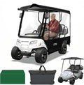 Golf Cart Enclosure 4 Passenger Extended Roof for EZGO/Club Car/Yamaha/ICON, Fits 2+2 Seater Model, 600D Waterproof Rain Cover with Clear PVC Windows and 4-Sided Roll-Up Zipper Doors