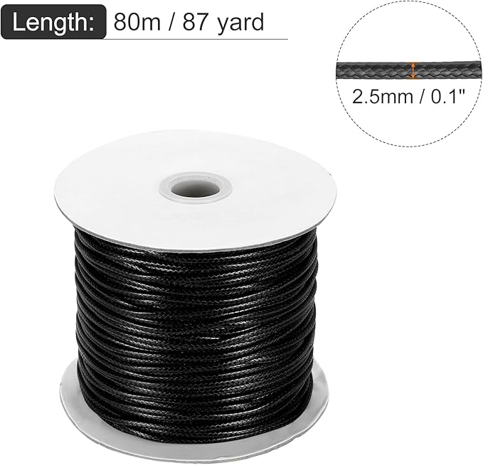 MECCANIXITY Waxed Cord 2.5mm Waxed Polyester Cord 87 Yard Wax String - Image 2