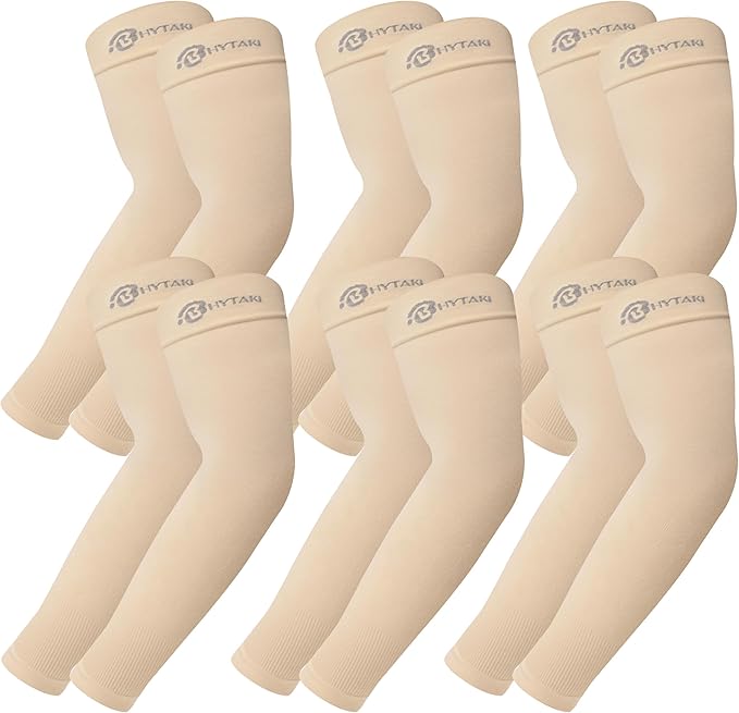 BHYTAKI UV Sun Protection Arm Sleeves, UPF 50 Sports Cooling Arm Compression Sleeves for Men Women Teenager