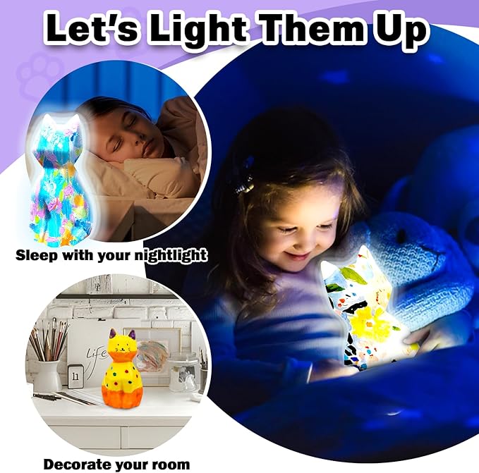 FUNZBO 2pcs Paint Your Own Cat Lamp - Image 4