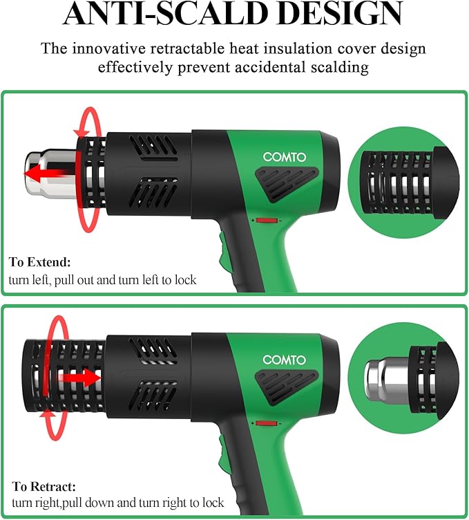 1800W Industrial Heat Gun, Fast Heating 122℉-1202℉ Variable Temperature Control - Image 2