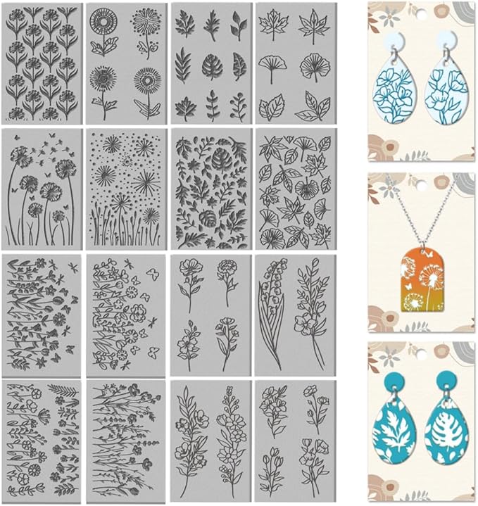 CHGCRAFT 16 Sheets Plants and Flower Clay Texture Mat Dandelions Pattern by chgcraft