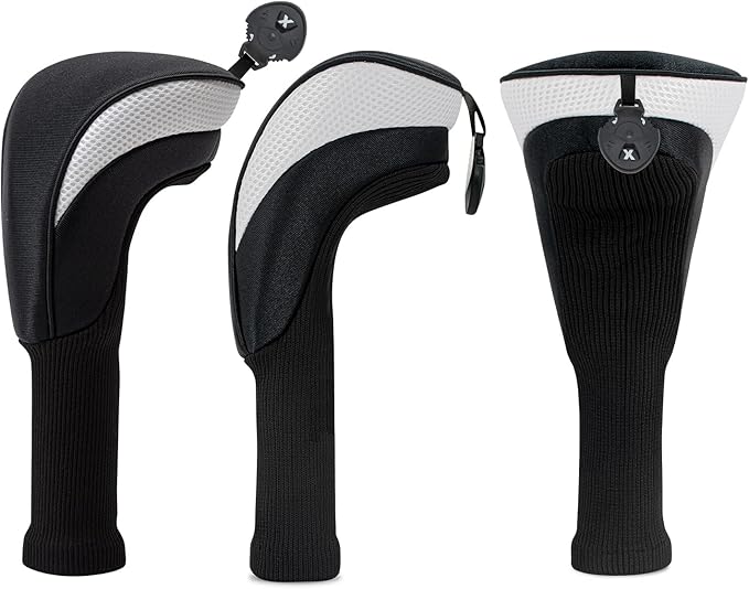 Golf Club Head Covers for Woods 3/4/5/6 Pieces Long Neck Mesh Sports Golf Club Headcovers Set with Interchangeable No. Tags 3 4 5 6 7 X Golf Accessories for Men Women