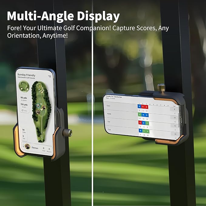 【2026 Upgraded】Full Metal Magnetic Golf Cart Phone Holder – Premium Golf Gift for Men, Compatible with EZGO, Club Car, Yamaha | Strong N52 Magnets | 360° Rotation | Works with iPhone, Samsung& More