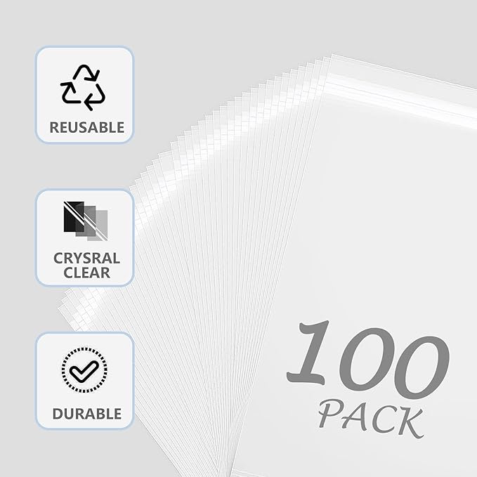 100 Pack 11 3/7 x 14 3/8 Inches Crystal Photo Sleeves Storage Bags - Image 5