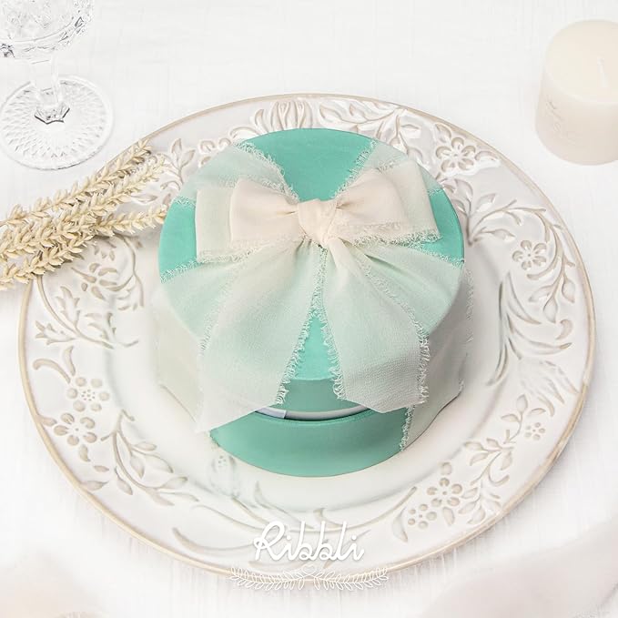 Ribbli Cream Chiffon Ribbon 1-1/2 inch x 20 Yard Handmade Fringe, Chiffon Silk - Image 3