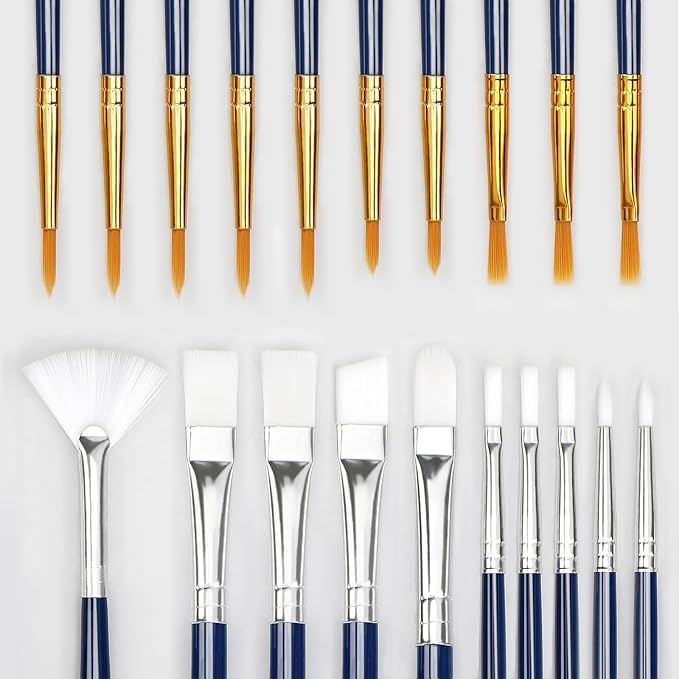 Paint Brushes Set, 20 Sizes Different Kids Painting Brushes Acrylic Paint Brush by Halobios