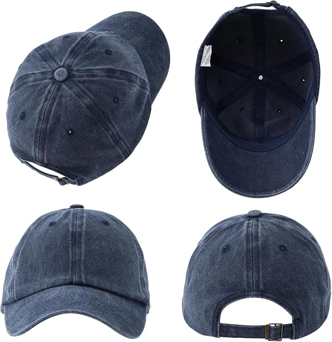 MEINICY 3 Packs Washed-Cotton Plain Baseball Cap, Vintage Adjustable Dad Hats Gift for Men/Women,Unstructured