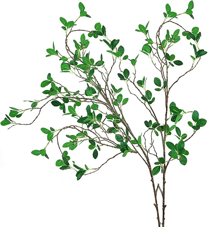 Ollain 43" Artificial Greenery Stems Plants Faux Leaf Green Eucalytus Branches by Ollain