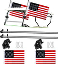 Golf Cart Adjustable Flag Holder, Universal Flagpole for EZGO Club Car Yamaha, Flag Bracket for 0.59-1.18" Round/Oval Square Rails Push Cart, UTV, ATV, Included USA Flags (12"×18")