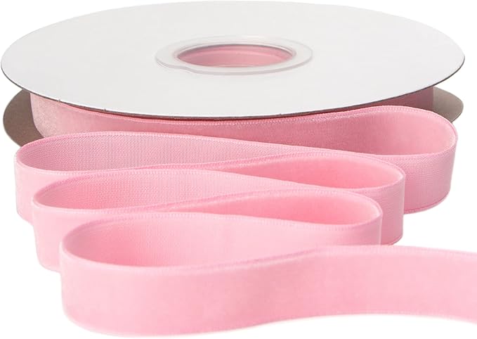 Ribbli Polyester Pearl Pink Velvet Ribbon, 5/8 Inches Continuous10-Yard Spool by Ribbli