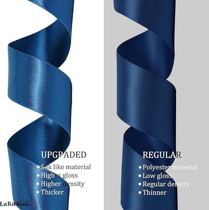 LaRibbons Navy Satin Ribbon 1 Inch 50 Yards Luxury Double Faced Blue Silk Ribbon - Image 7