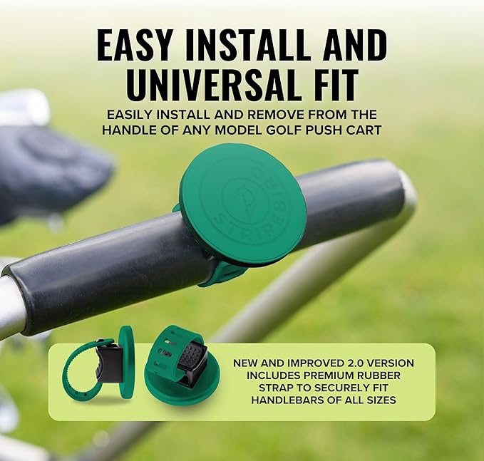 Stripebird - 2.0 Golf Push Cart Mount for Magnetic Accessories (Green)- Push Cart Strap for Quick and Easy Access of Golf Gear - Cell Phone Holder for Golf Cart - Phone Holder for Golf Cart