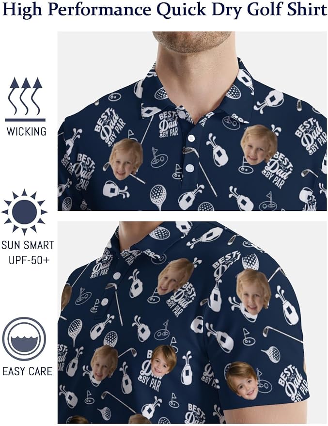 HUURAY Funny Golf Polos for Men Funny Print Short Sleeve Shirts Quick Dry Polo Shirts Hawaiian Shirt Performance Golf Outfits