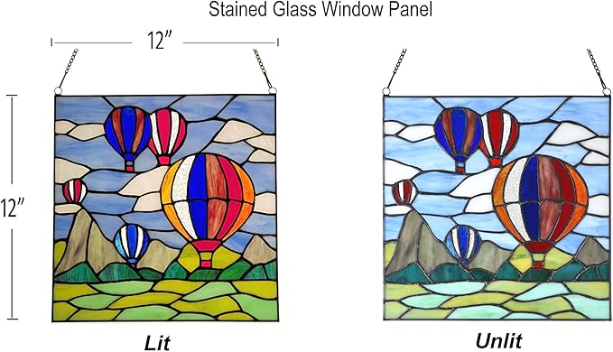 PA0002 Stained Glass Hanging Panel-12 Wx12 H Window Suncatcher Window Décor - Image 4