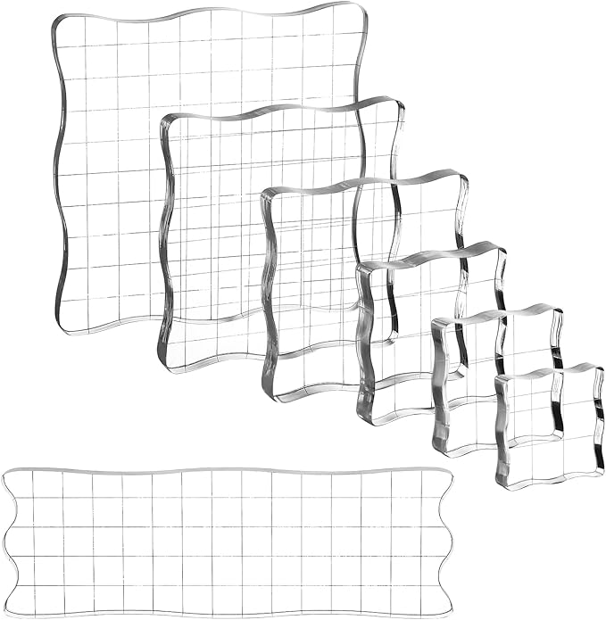 7 Pieces Clear Stamp Blocks, driew Clear Acrylic Stamping Blocks Tools Set by Driew