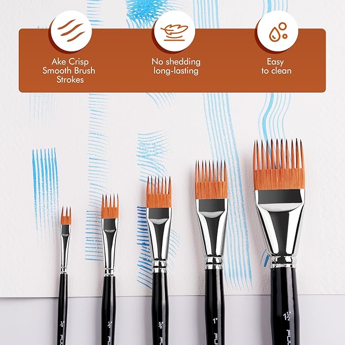 Fuumuui Grainer Brush Set–5pcs Professional Flat Comb Brushes - Image 9