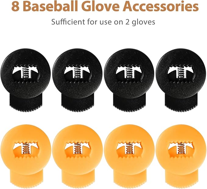 Glove Locks, 8-Pack Baseball/Softball Glove Lace Locks – Vibrant Colors, No Retie Knots, Spring-Lock Tech, Durable Design.