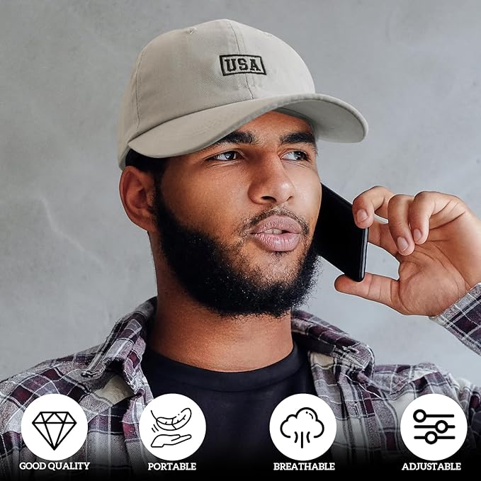 American Flag Patriotic Baseball Cap | Embroidered USA Flag 100% Cotton Adjustable Hat for Men & Women