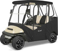 Golf Cart Enclosure 2 Passenger for Club Car Precedent Tempo Onward 2-Person Seaters 600D Waterproof Transparent Driving Rain Cover with 4-Sided Clear Windows Mirror Zipper Roll-Up Door Black