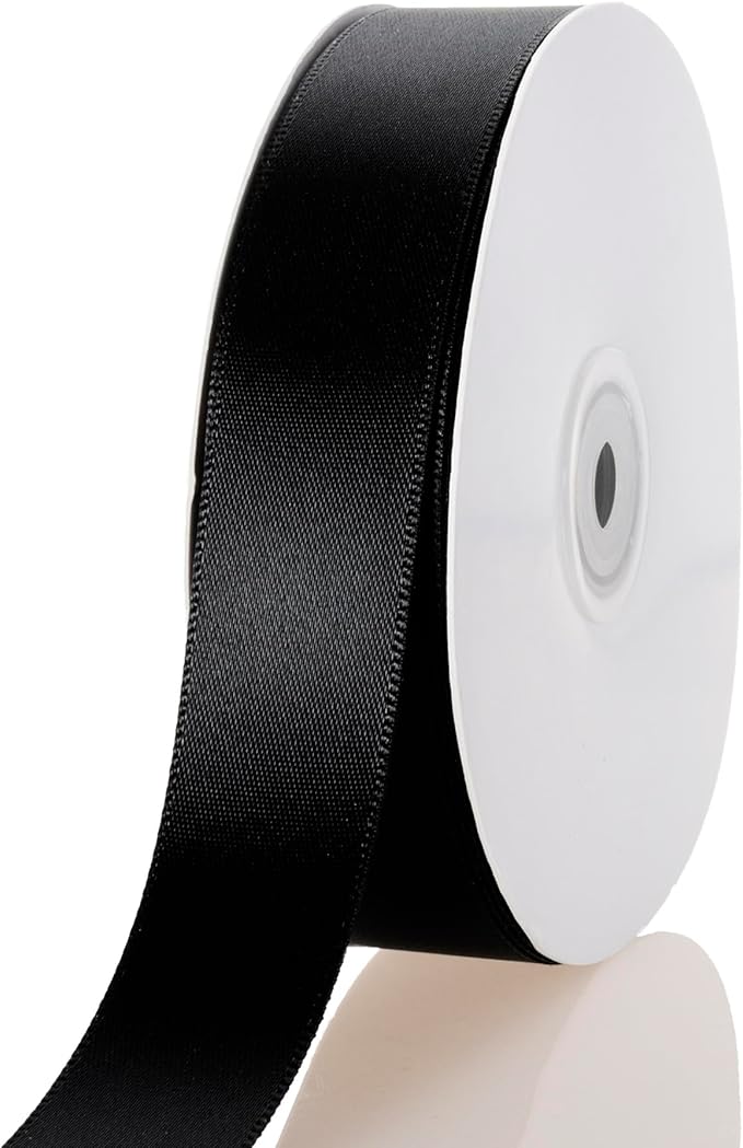 1 Inch Black Ribbon, 50 Yards Craft Polyester Satin Ribbon Perfect by Unknown