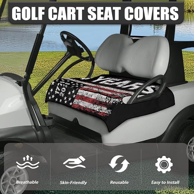 Golf Cart Seat Covers, Universal Golf Cart Seat Towel Blanket with 4 Front Pockets & Nonskid Bottom Fits for Club Car 2 Person Seats Golf Carts