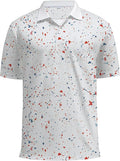 KUYIGO Mens Polo Shirt Quick Dry Moisture Wicking UPF 40+ Performance Printed Short Sleeve Summer Tennis Golf Shirt
