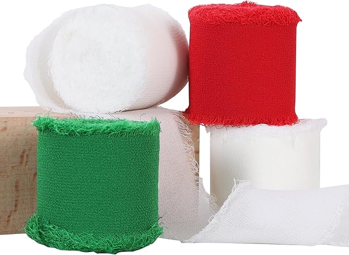 TONIFUL 4 Rolls Silk Chiffon Ribbon 1-1/2 Inch x 22 Yards by TONIFUL