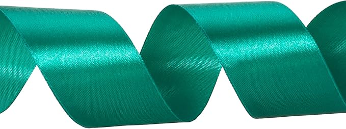 1 1/2 Inch Teal Solid Satin Ribbon, 50 Yards Craft Fabric Ribbon - Image 2
