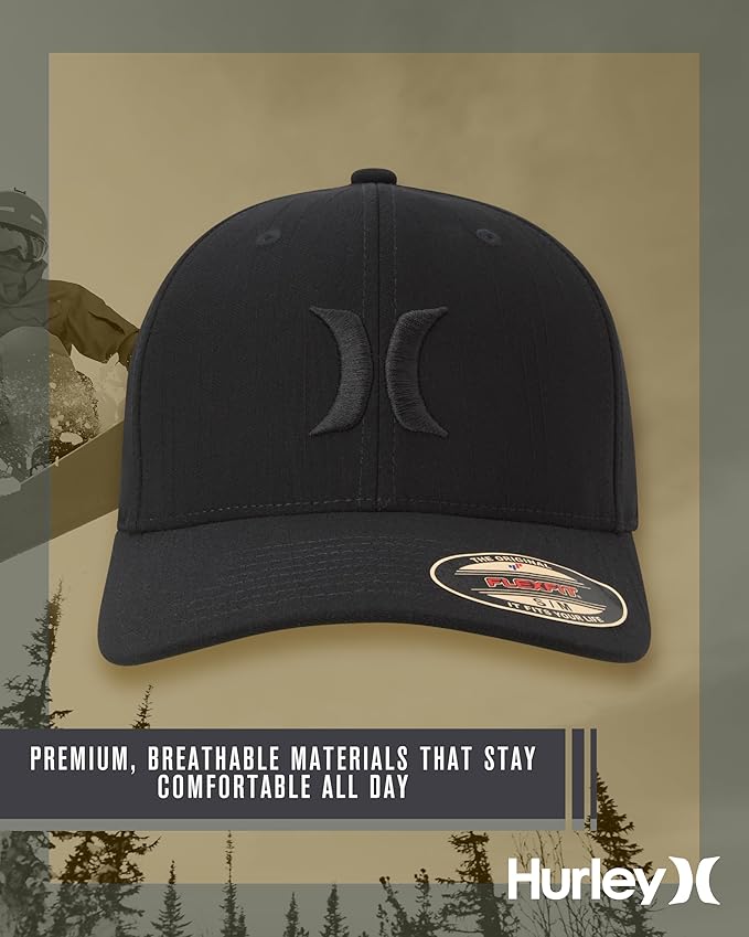 Hurley Men's Caps - One & Only Flexfit Baseball Cap - Fitted Hats for Men (S-XL)